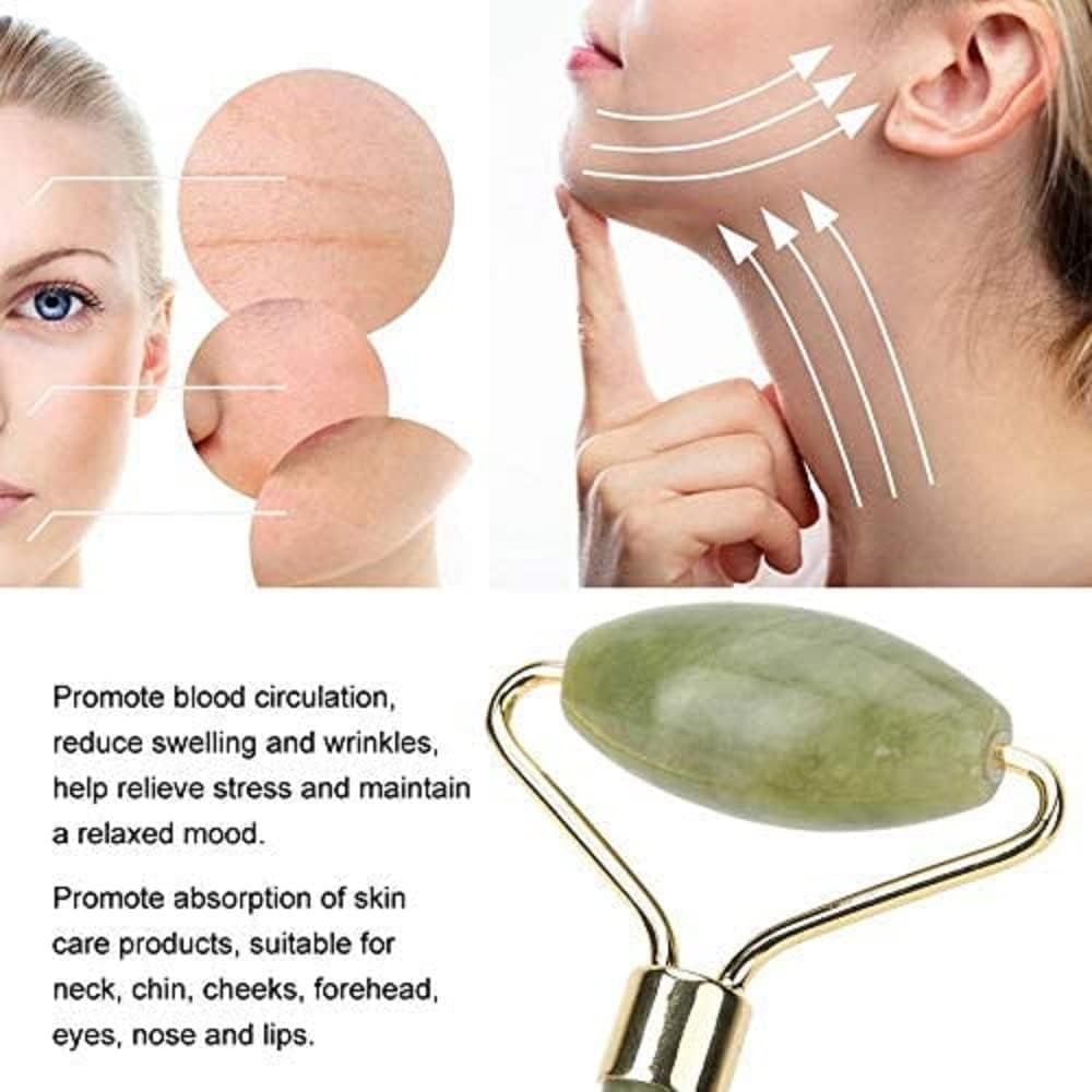 Gleamara™ 5-in-1 Jade Gua Sha Facial Massager Set – Natural Stone Skincare Roller
